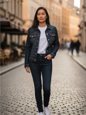 MARIE CLAIRE Dark Blue Denim Jacket size 9